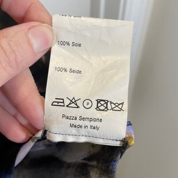 Piazza Sempione Artsy Marble Print Dress 100% Silk Made in Italy Midi 44 US 10 - Picture 4 of 5